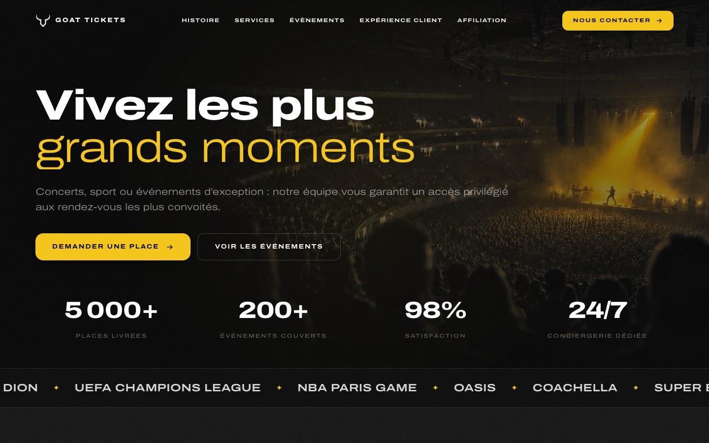 Capture du site GOAT Tickets